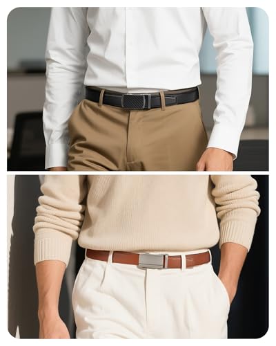 Image of CHAOREN Mens Dress Belt Leather 2 Pack - Mens Ratchet Belt for Dress Shirt and Pants Every Occasion (32mm)