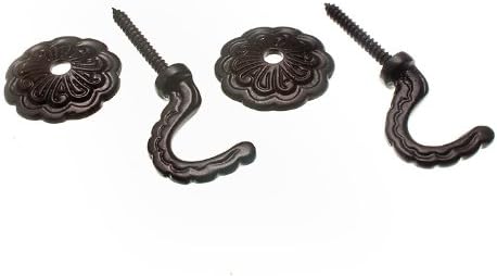 6 X Black Metal Rosette & Plate Curtain Holdbacks, 35mm - Set of 2