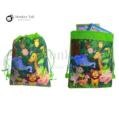 Image of MONKEYTAIL Animal Theme String Bags as Birthday Return Gifts - Pack of 15 for Kids of All Age Group
