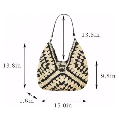 Bolso Hobo de Paja tejido para mujer miniatura 4