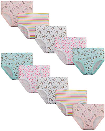 Rene Rofe Baby Girls' Underwear - Soft Breathable Cotton Briefs Panties Toddler/Little Girl (10 Pack Bulk), Unicorn Assorted, Size 3T
