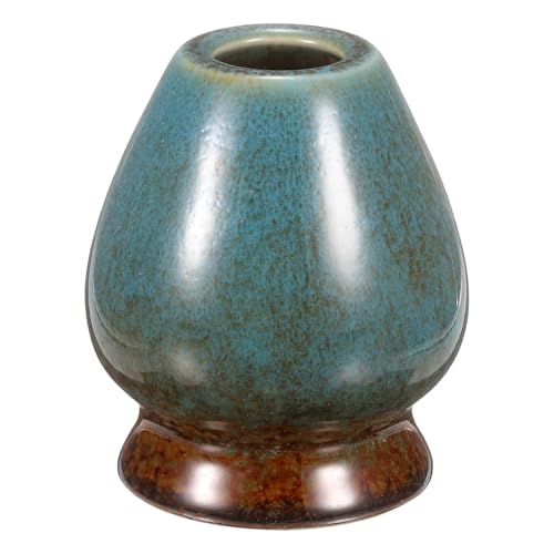 Image of HARFINGTON Ceramic Chasen Stand 70mm Matcha Whisk Holder Teas Set Whisks Stand Traditional Matcha Tea Chasen Holder Tea Set Accessories for Tea Tasting, Dark Cyan