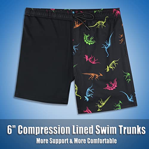 Image of Boys Swim Trunks with Boxer Brief Liner Compression Anti Chafe Swimming Shorts Stretchy UPF Quick Dry Swimsuit