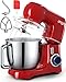 Batidora Amasadora 1300W 5L, 10+1 Velocidades Mini angel Amasadora Repostería Profesional Para Pan y Pizza, 4 Accesorios Incluidos, Apta para Lavavajillas (Rojo)