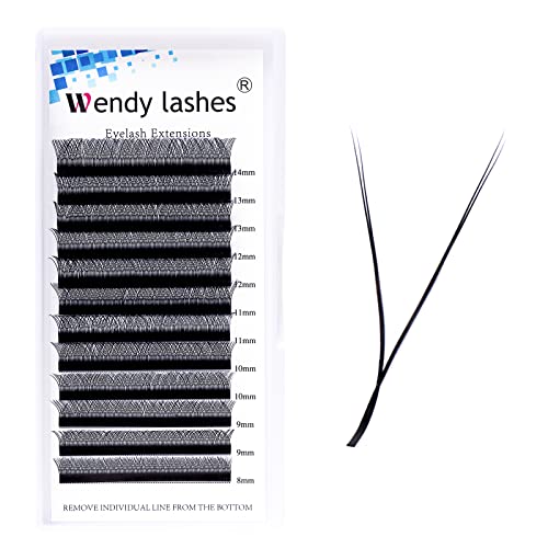 YY Lashes 0.07mm D Curl 8mm Eyelash Extensions Y-Shape Pre Made 2D Russian Volume Individual Lash Extensions(YY-0.07-D-8)