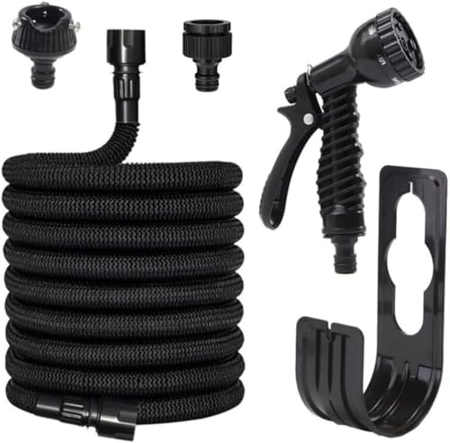 Fiegcit 伸びるホース 散水ホース3倍伸びる 洗車 水やり (15m)