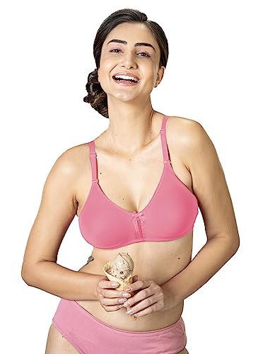 Image of Lyra Women's Cotton Non Padded Wire Free Seamless Bra Baby Pink