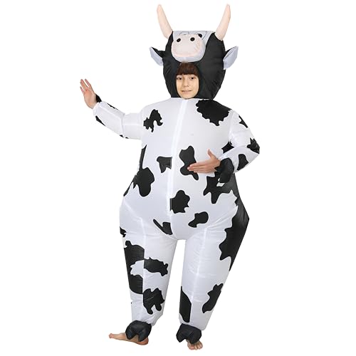 FXICH Inflatable cow Costume for adult,carnival Csotume for adult,Inflatable Costumes,Unisex adult inflatable costume (white, kid 120-150cm)