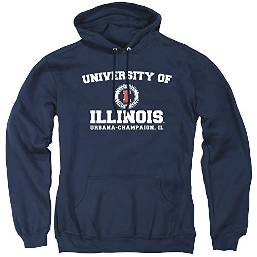 University of Illinois Official Circle Logo Unisex Adult Pull-Over Hoodie,Navy, Medium