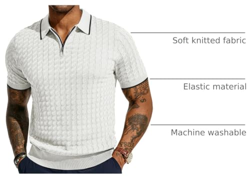 Camiseta polo tejida para hombre PJ PAUL JONES, manga corta con cremallera de un cuarto miniatura 4