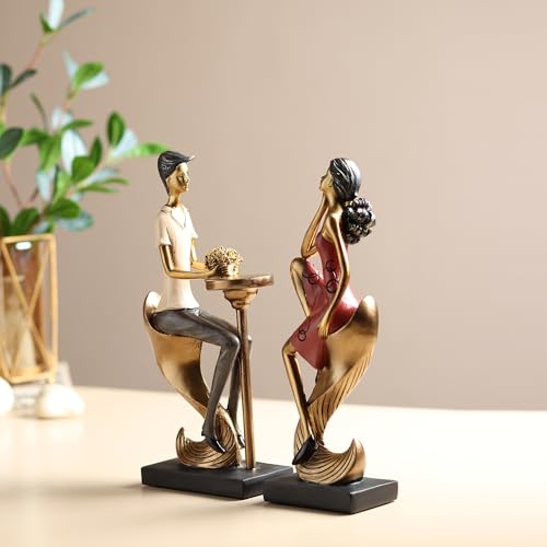 Image of ARMONIA Romantic Decorative Couple Figurine Set |Showpiece for Home Decor|Resin Statue| Elegant Sculpture for Anniversary,Valentine's Day,Wedding&Gift Items 26cm
