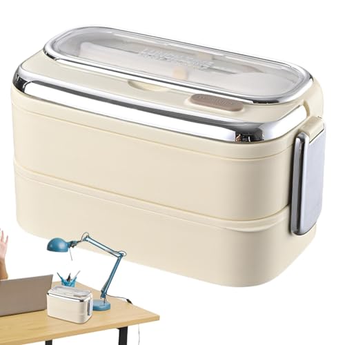 Fiambreras de almuerzo para adultos, térmica portátil para niños | de acero inoxidable de doble capa con cubiertos | Contenedor de preparación de pas