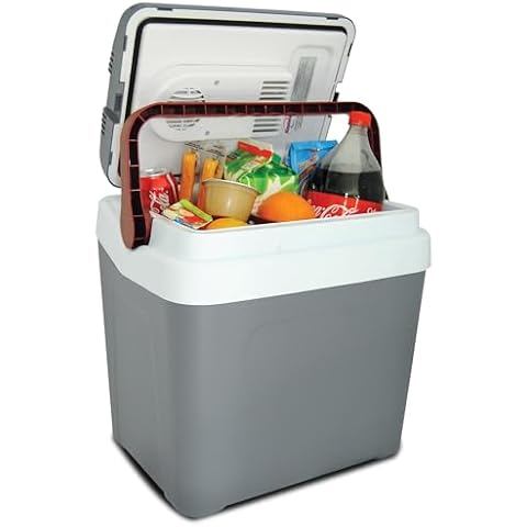 Koolatron Electric Portable Cooler Plug in 12V car Cooler 25 L (26 qt), No Ice Thermo Electric Portable Fridge for Camping, Travel Road Trips Trucking with 12 Volt DC Power Cord, Gray/White. Cover