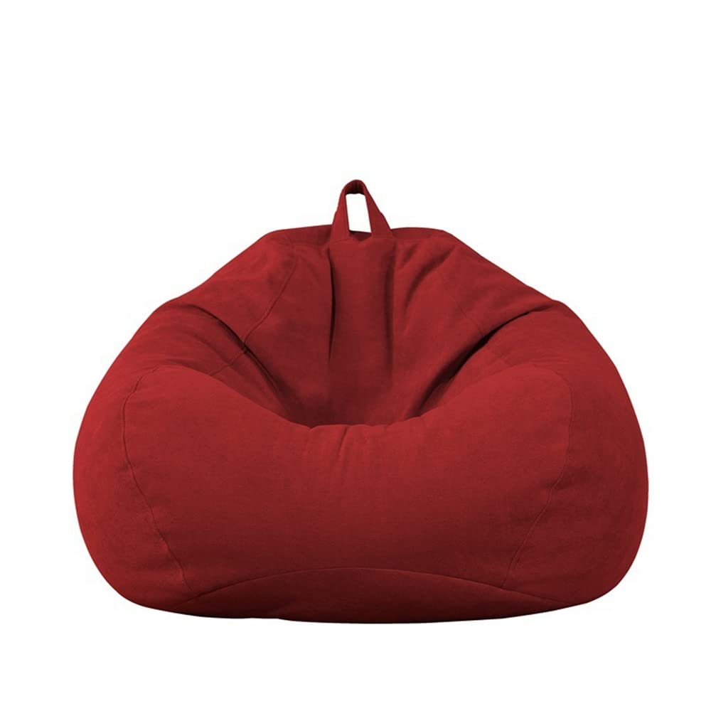 Highdi Bean Bag No Filler, Gaming Beanbag Chair Cover for Kids Adult Without Filling Highback Comfortable Soft Lazy Sofa Beanbag Toy Storage Bean Bag Seat (100X120CM,Corduroy red)
