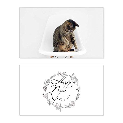 Tarjeta conmemorativa de año nuevo de gato con mensaje de bendición, el regalo ideal de Reyes