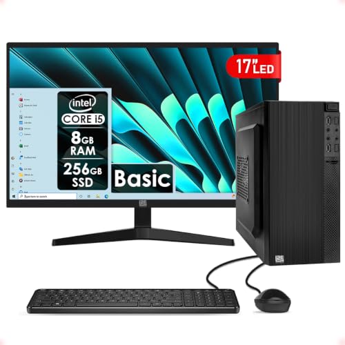 PC Completo Basic AM Intel i5 8GB RAM 256GB SSD Monitor 17,3