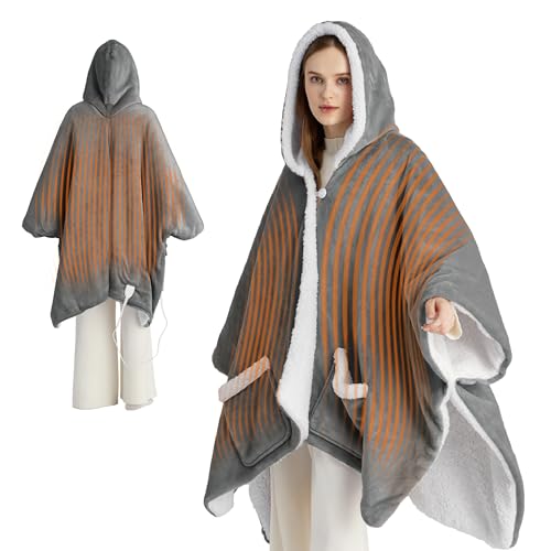Bedsure Heated Blanket Wearable Shawl - Electric Wrap Poncho Blan...