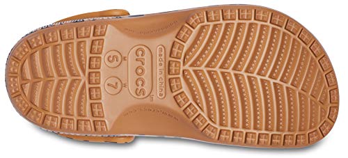 Image of Crocs unisex adult Classic Animal Print | Zebra and Leopard Shoes Clog, Dark Gold /Zebra Print, 13 Women 11 Men US