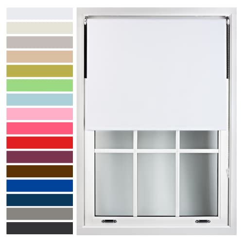 FURNISHED Custom-Made Premium Roller Blinds - Blackout Window Blinds with Metal Fittings - Thermal Insulated and Energy-Efficient - Made to Measure White, 60cm x 165cm