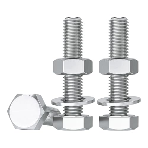 Drenky 10 Piezas M8 Tornillos Y Tuercas, Juego De Pernos Hexagonales y Tuercas Arandelas Acero Inoxidable A2 V2A M8 X 40 mm Tornillos con Cabeza Hexagonal, DIN933 / DIN934 / DIN125
