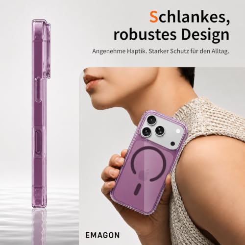 Image of Elzzi Anti Scratch Semi Translucent Cover for iPhone 17 Pro Max Case, Premium PC + TPU Magnetic Phone Cases Drop Proof, Compatible with Magsafe Slim Never Yellowing Shockproof - Cherry