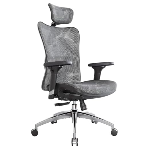 SIHOO Chaise de Bureau, Siege de Bureau Ergonomique, Dossier Haut Respirant avec Doux pour la Peau en Maille Chaise Réglable 3D Accoudoir et Soutien Lombaire (Gris)