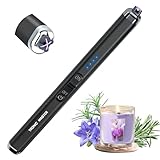 Electric Lighter Rechargeable Candle Lighter - Dual Arc Plasma Windproof & Flameless with LED Display USB-C for Candle Cooking Camping (Black)
