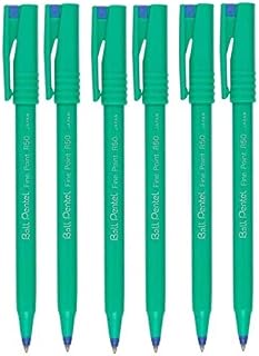 Pentel Blue R50 Rollerball Ball Pen Pens Fine 0.8mm Cushioned Nib Tip 0.4mm Line Width 77% Recycled (Pack Of 6)