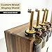 PEGSORIX The Oil Library | Glass Oil & Vinegar Bottles with 100% Acacia Wood Stand | 4 Containers, 5 Gold Nozzles & 35 Stain-Resistant Labels | Countertop Display Set