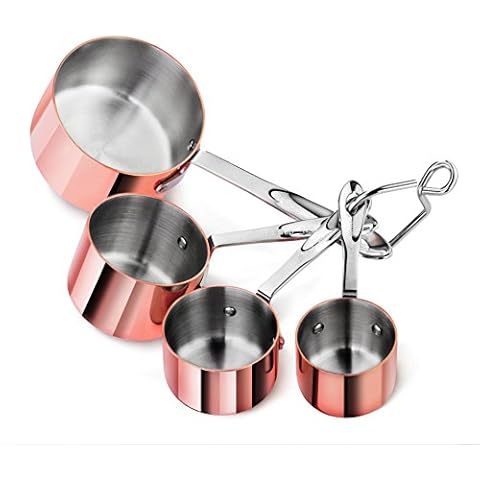 Artaste 43150 Stainless Steel 18/8 Measuring Cups Plated, Set of 4, Brass and Silver Cover