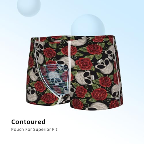 Boys' Cotton Boxer Brief Soft Underwear-Red Rose Skull4