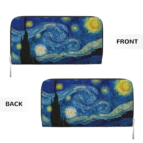 The Starry Night Wallet for Men Women Elegant Long Clutch Zip Around Travel Leather Coin Purse Large Capacity Credit Card Holder Handbag2
