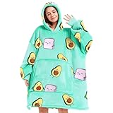 Manta con capucha para adultos, acogedora sudadera con capucha con bolsillo (verde)