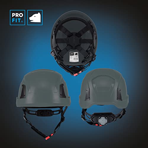Foto von PRO FIT Arbeitsschutzhelm D!-Rock – Robuster Schutzhelm, Sicherheitshelm, Belüfteter Bauhelm, Anpassbares Kopfband & Kinnriemen, Arbeitshelm - Anthrazit