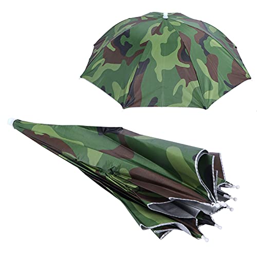 Foldable Umbrella Hat Portable Outdoor Fishing Umbrella for AdultCamouflage Hat Is Crafted with an Elastic Headband and a Drawstring Ensu a Comfortable Umbrella HatFishing