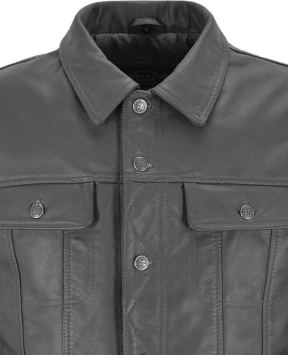 Men’s Shirt Style Vintage Trucker Classic Lambskin Casual Leather Jacket2