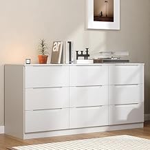 Winkalon 9 Drawer Dresser,62 Wide Chest of Drawer Dresser, Modern Storage Cabinets with Large Wood Drawer for Bedroom, Living Room, Entryway, Office White