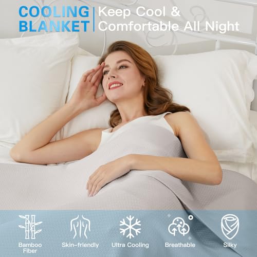 Image of AmyHomie Cooling Blanket Queen Size 90 inchx90 inch, 100% Rayon Derived from Bamboo