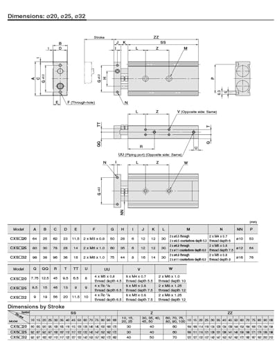 Vérin pneumatique double tige TR32x90 avec aimant intégré pour guidage précis