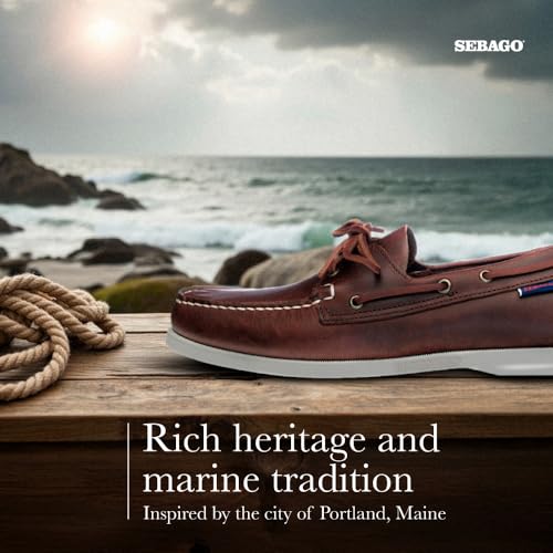 Image of Sebago Portland Waxed Boat Shoes - Handsewn Waxed Leather Moccasins with Leather Sock Lining and Non-Marking, Slip-Resistant Rubber Outsoles