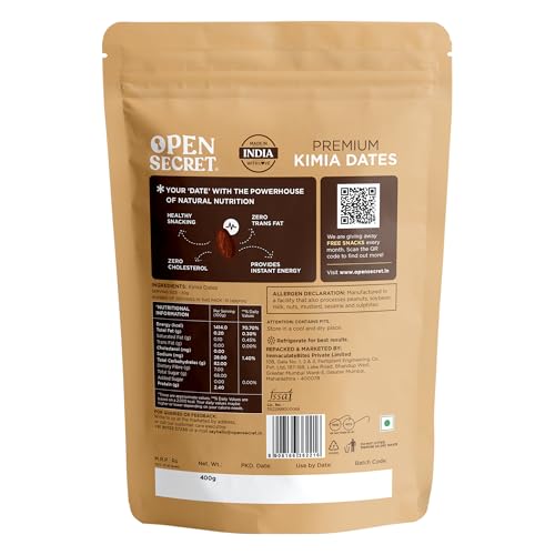 Image of Open Secret Kimia Dates | 800gm | Healthy Snacks, Khajoor, Khajur, Dry Fruits, Dates with No Added Sugar Healthy Food & Nutritious (400gm x 2) (Pack of 3)
