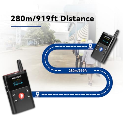 Sistema inalámbrico de guía turística Retekess TT126 de dos vías, dispositivos de comunicación para fábricas (2 transmisores y 22 receptores), alcance de 280 m / 919 pies, calidad de sonido clara miniatura 4
