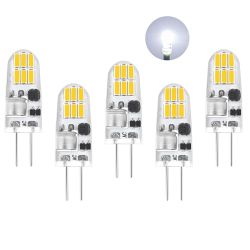 Lot de 5 ampoules LED G4 12 V AC/DC blanc froid 6000 K 160 lm Ampoule LED G4 Pas de scintillement 1,5 W Remplace les ampoules halogènes 15 W Petites lampes...