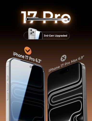 Image of MAGIC JOHN 3rd Gen Upgraded 2 Pack for iPhone 17 Pro Privacy Screen Protector 6.3 Inch, 25Anti-Spy Screen, Shockproof Tempered Glass, Auto Dust-Removal, Bubble Free, Easy Installation