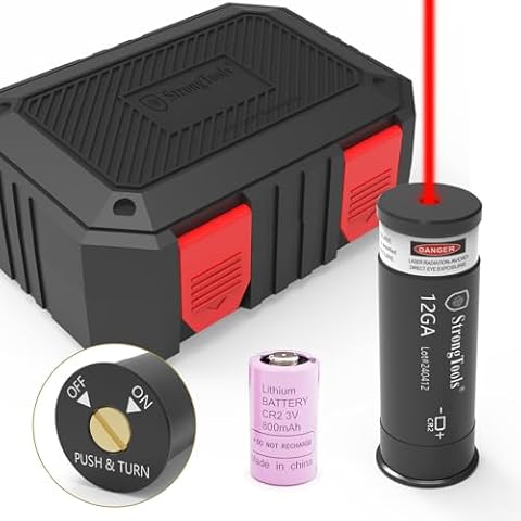 StrongTools 12GA Laser Bore Sight with Switch and High-Capacity Battery (Red Laser Boresighter) Cover