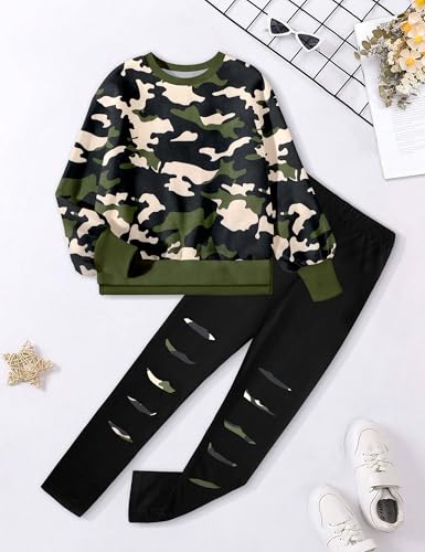 Image of Girls Clothes, Girls Outfits Tie Dye Sweatshirt Tops and Leggings Sweatpants 2 Piece Fall Winter Clothes Set 6-16T