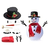 Yienning Build a Snowman Kit,16PCS Set Snowman Building Kit,Snowman Decorating Making Kit Outdoor Holiday Winter Party Snow Man kit Outdoor Fun Supplies for Kids & Family