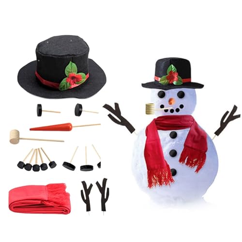 Yienning Build a Snowman Kit,16PCS Set Snowman Building Kit,Snowman Decorating Making Kit Outdoor Holiday Winter Party Snow Man kit Outdoor Fun Supplies for Kids & Family