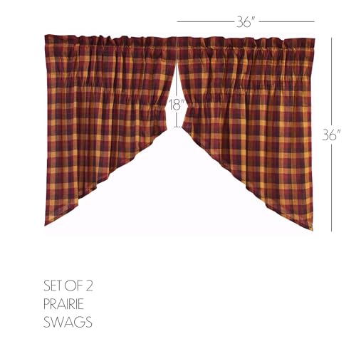 VHC-Brands-Heritage-Farms-Window-Curtains-Primitive-Check-Prairie-Swag-Set-of-2-36x36x18 VHC Brands Heritage Farms Window Curtains Primitive Check Prairie Swag Set of 2 36x36x18