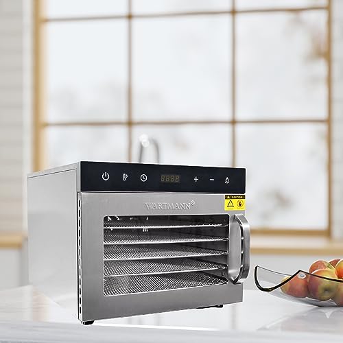 Wartmann Dörrautomat WM-2206 DH Dörrautomat Edelstahl – Kompaktes Dörrgerät mit 6 BPA-freien Edelstahl-Dörrgittern – Dehydrator mit digitaler Temperaturregelung – 72h-Timer – Dörgerät – Bild 3